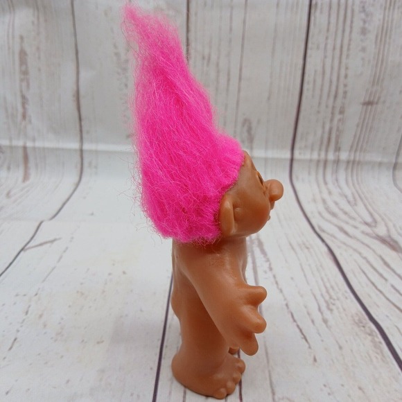 1986 Dam Troll Doll Pink Hair Vintage Mouth Open 5 In - Picture 5 of 6